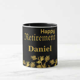 Caneca Partido Moderno Elegante Dourado Floral