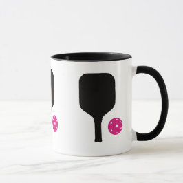 Caneca Pás de picleball e bola rosa