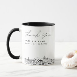 Caneca Pasadena Skyline Sketch Simples Casamento Personal