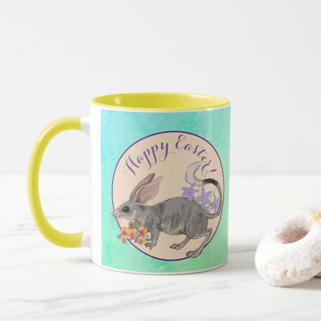 Caneca Páscoa Bilby & Australian Flowers Felz pascoa (Com Donut)