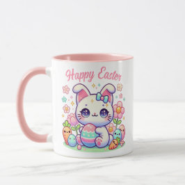 Caneca Páscoa de Kawaii - Gato de Gato - Ouvidos e Pastel