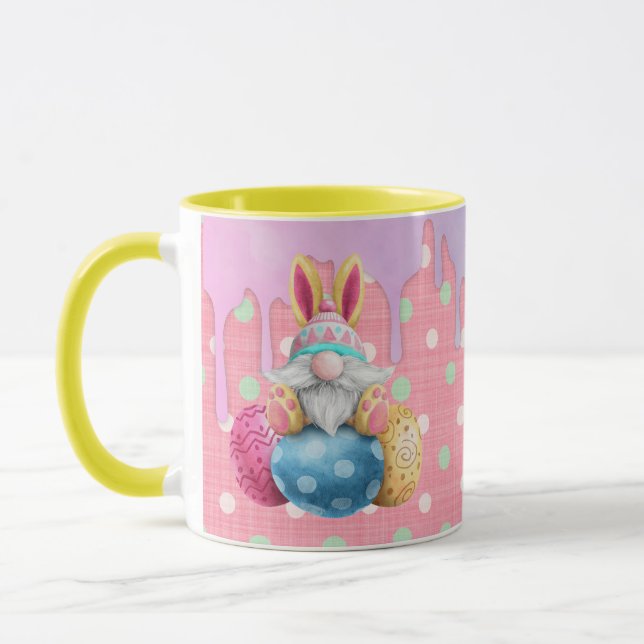 Caneca Páscoa Gnomo Ovos Polkadot Colagem (Esquerda)