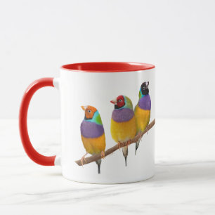Caneca Passarinhos coloridos de Gouldian nos Pastels