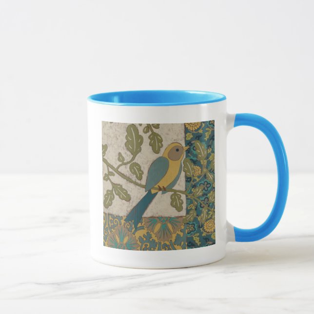 Caneca Pássaro Azul Amarelo e Teal Emitido em uma Ramific (Direita)