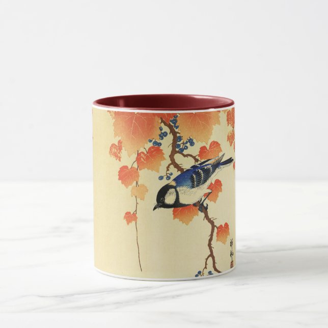Caneca Pássaro azul, Ramificação de Paulownia, Folhas de  (Centro)