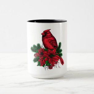 Caneca Pássaro cardeal, ilustração de Natal