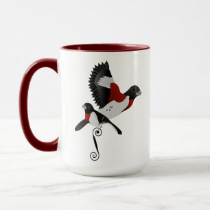 Caneca Pássaro Cardinal Grosbeak de Rosa