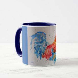 Caneca Pássaro Colorido Vermelho de Rooster Vermelho Gal