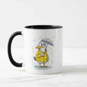 Caneca Pássaro Cômico Tarefa em Dia Chuvoso