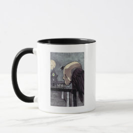 Caneca Pássaro Crânio empoleirado numa moagem de cemitéri