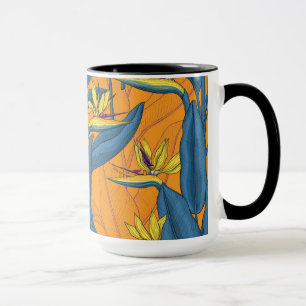 Caneca Pássaro das flores do paraíso em laranja