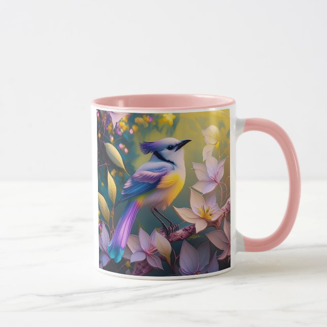 Caneca Pássaro de Fantasia Amarelo Violet Tufado (Direita)