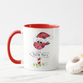 Caneca Pássaro de Natal Vermelho Whimsic