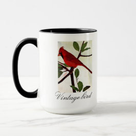 Caneca Pássaro e Folhagem com Cor de Brilho Justo Vintage