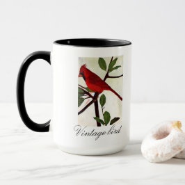 Caneca Pássaro e Folhagem com Cor de Brilho Justo Vintage