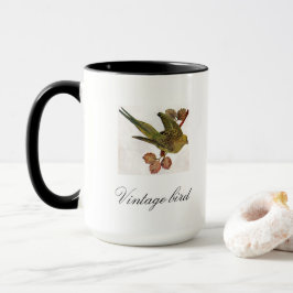 Caneca Pássaro e Folhagem com Cor de Brilho Justo Vintage