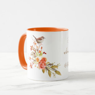 Caneca Pássaro em um ramo de Rosas