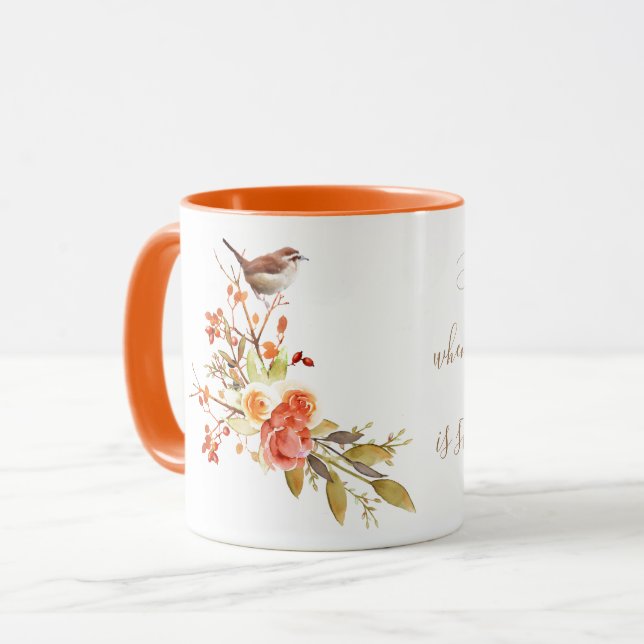 Caneca Pássaro em uma Ramificação de Rosas (Frente Esquerda)