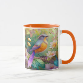 Caneca Pássaro Fantasia Laranja Torrado de lavanda