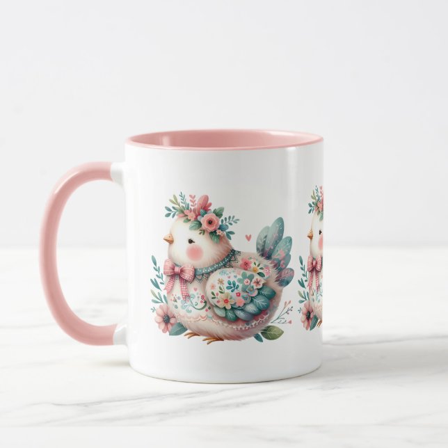 Caneca Pássaro Folclórico Floral com Charme Pastel Boho (Esquerda)