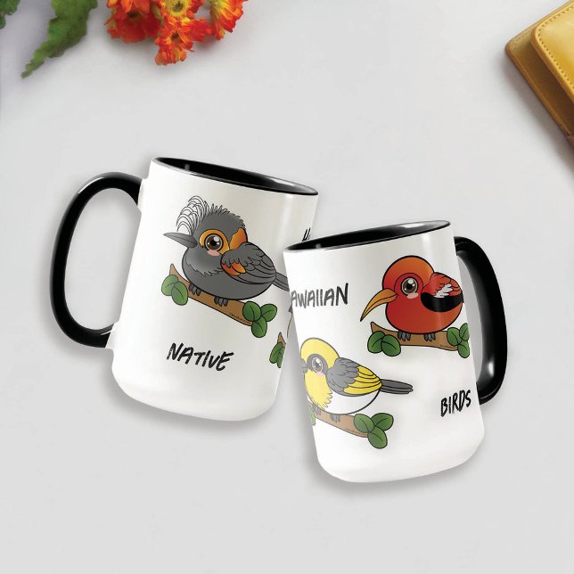 Caneca Pássaro Havaiano Nativo (Native Hawaiian Birds mug by Mara Branco)