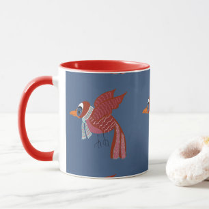 Caneca Pássaro invernal caprichoso com cachecol