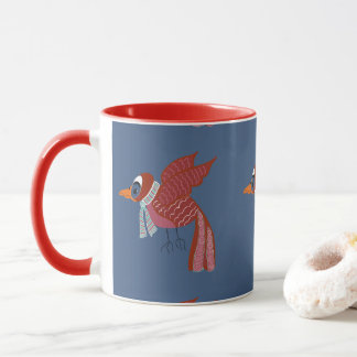 Caneca Pássaro invernal caprichoso com cachecol