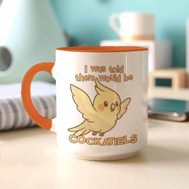 Caneca Pássaro Pet Amarelo Grito Kawaii Cockatiel (Personalized kawaii cockatiel mug with soft pastel colors, cute art, and custom name!)