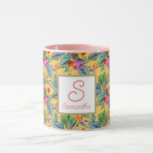 Caneca Pássaro Tropical Personalizado De Paraíso E Orquíd