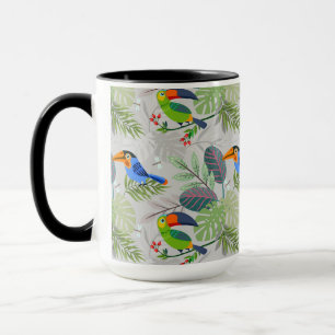 Caneca Pássaro tucano bonito, padrão de todas as aves, aq