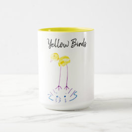 Caneca Pássaros amarelos - lunáticos - bonitos