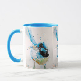 Caneca Pássaros australianos pintados por aquarela azul