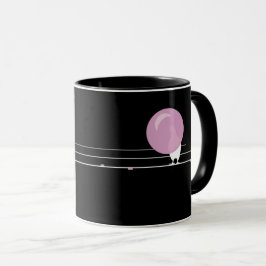 Caneca Pássaros Bublegum engraçados em preto-fio