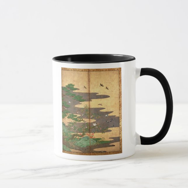 Caneca Pássaros com as flores do outono e do inverno (Direita)