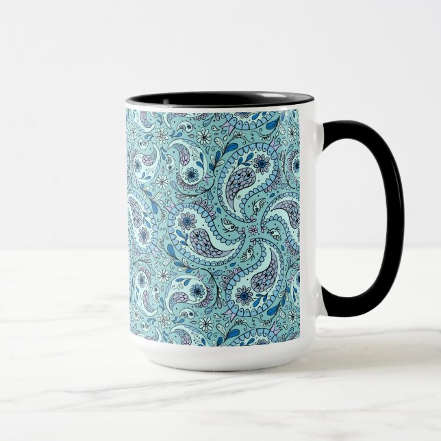 Caneca Pássaros da Paisley em azul-bebê (Direita)