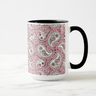 Caneca Pássaros da Paisley em rosa-bebê