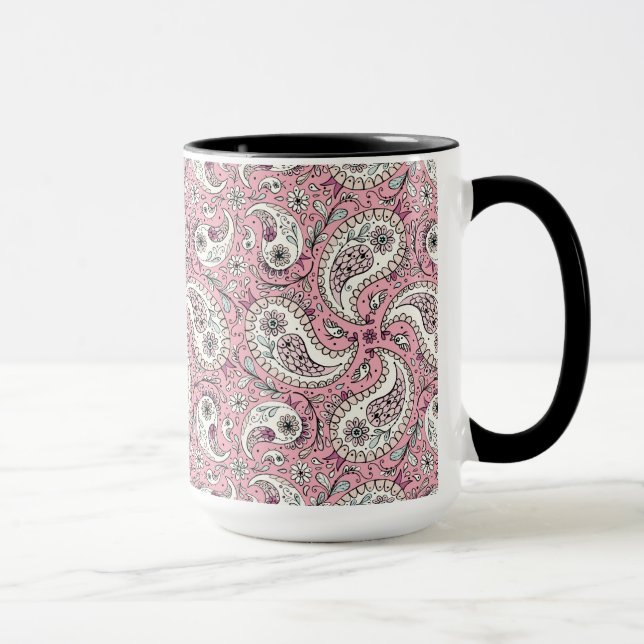Caneca Pássaros da Paisley em rosa-bebê (Direita)