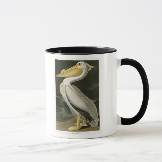 Caneca Pássaros de John James Audubon do pelicano branco (Direita)
