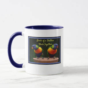 Caneca Pássaros de um bando de penas juntos, Lorikeet