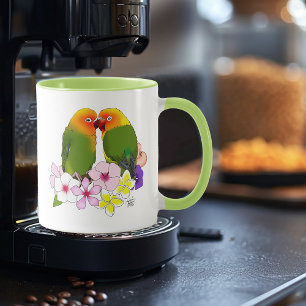Caneca Pássaros do Amor Flores Tropicais