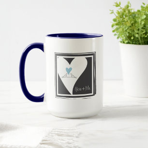 Caneca Pássaros do Amor Rústico Moderno Coração Azul Clar