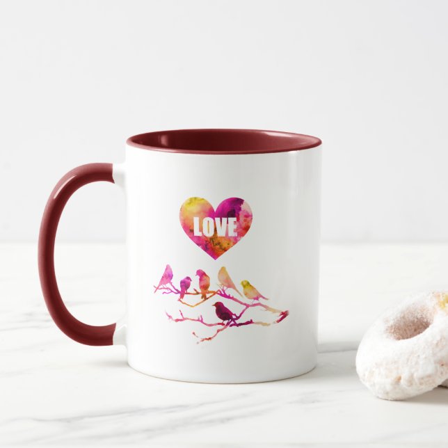 Caneca Pássaros do Coração Amor (Com Donut)