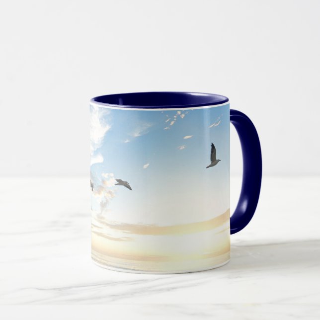 Caneca Pássaros em voo sobre o oceano (Frente Esquerda)