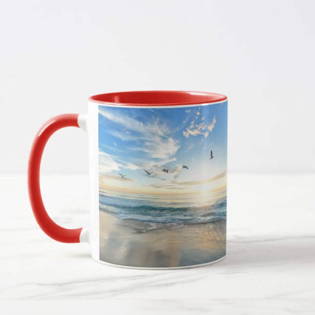Caneca pássaros na praia (Esquerda)