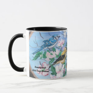 Caneca Pássaros no quintal pintaram arte