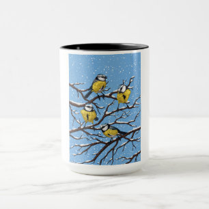Caneca Pássaros-tetas azuis no inverno