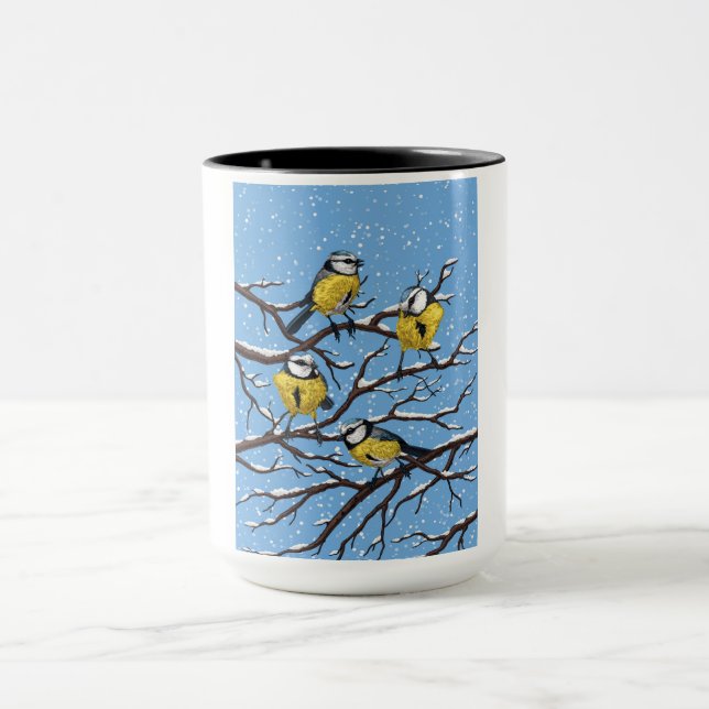Caneca Pássaros-tetas azuis no inverno (Centro)