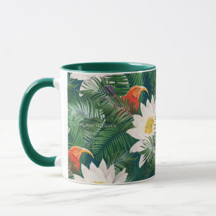Caneca Pássaros Tropicais e Lotus Brancos