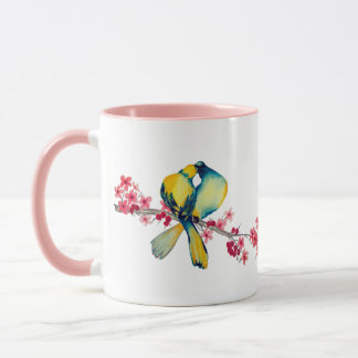 Caneca Pássaros vivos no Flor de Cereja