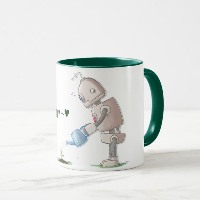Caneca Passatempo do jardim de pouco robô (Frente Esquerda)